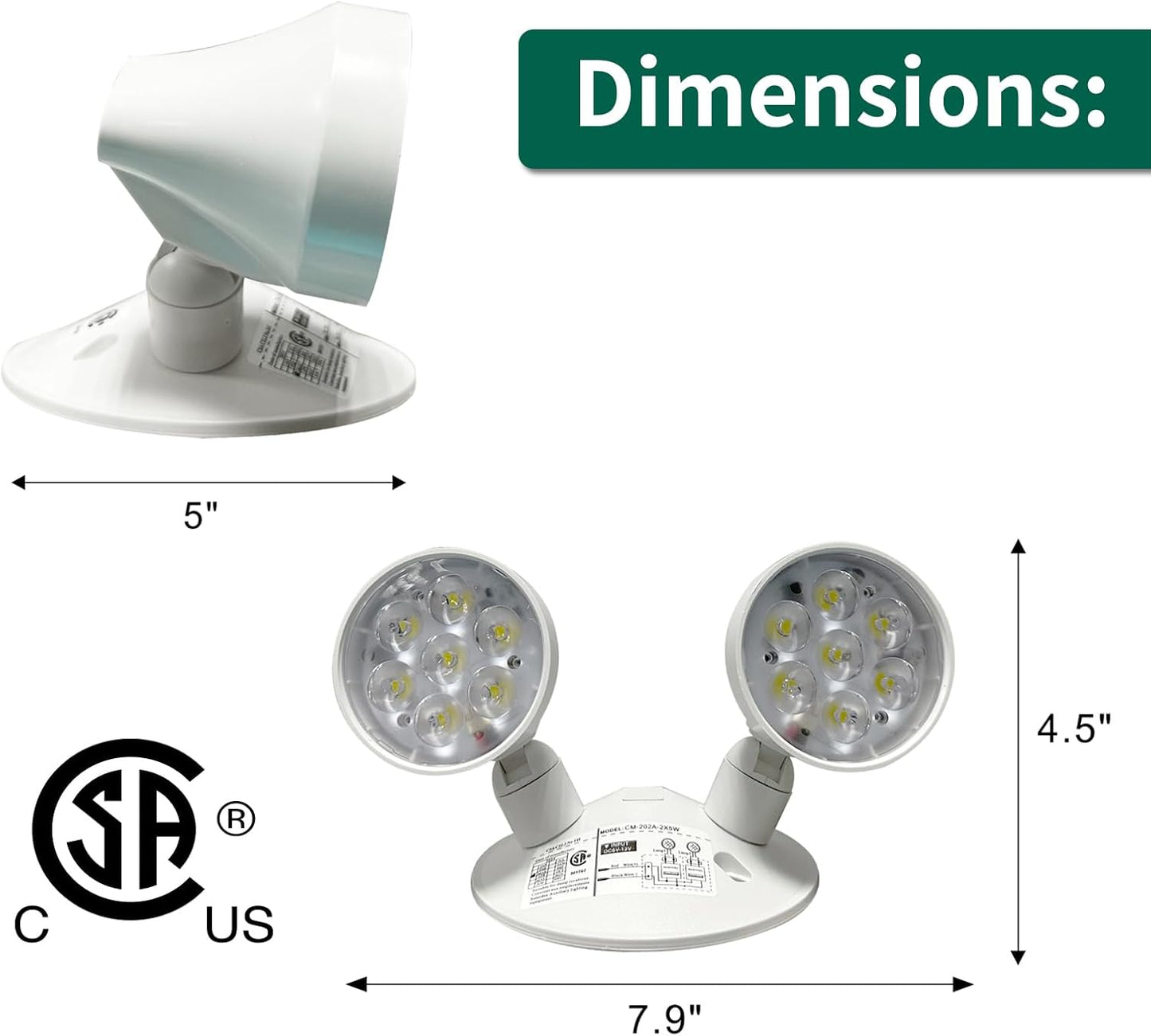 Éclairage frontal d'urgence avec fonctions à distance 800 lumens