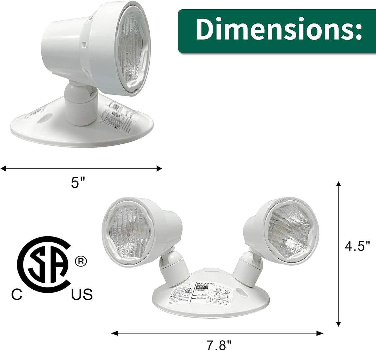 Éclairage frontal d'urgence avec fonctions à distance 360 lumens