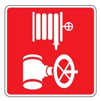 Affiche extérieure: Valve de contrôle pour les cabinets incendie ou les collecteurs pompiers (Conforme à la norme ISO 7010)