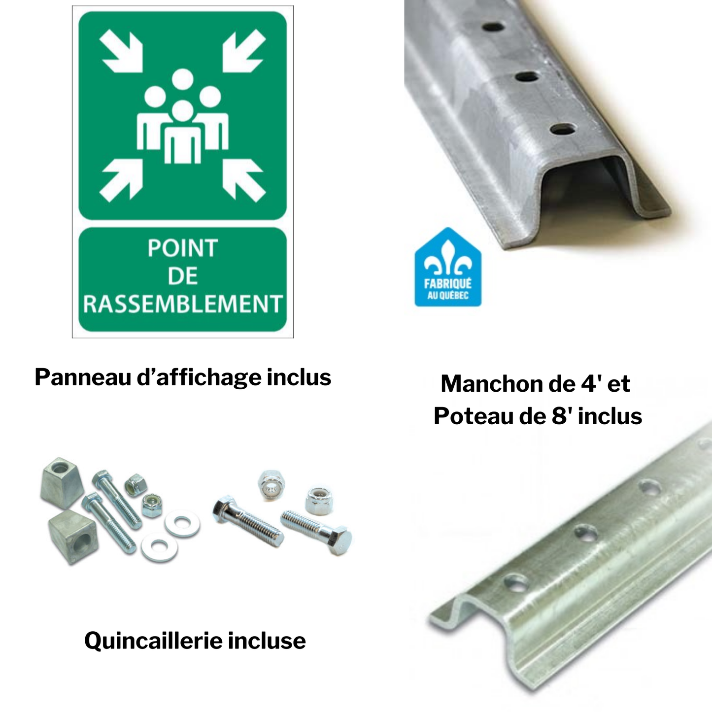 Affiche extérieure: Point de rassemblement d'évacuation (ISO 7010-E007)