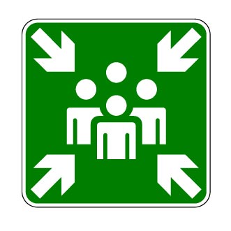 Affiche extérieure: Point de rassemblement d'évacuation (ISO 7010-E007)