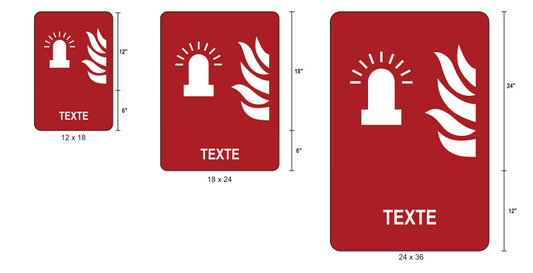 Affiche extérieure avec texte: Feu clignotant d'alarme incendie (ISO 7010-F018)