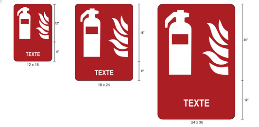 Affiche extérieure avec texte: Extincteur (ISO 7010-F001)