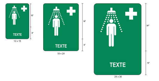 Affiche extérieure avec texte: Douche de sécurité (ISO 7010-E012)