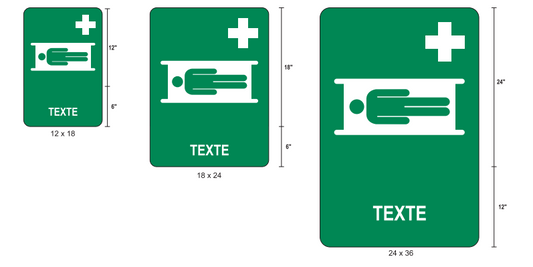 Affiche extérieure avec texte: Civière (ISO 7010-E013)