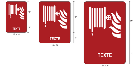 Affiche extérieure avec texte: Boyau d'incendie (ISO 7010-F002)