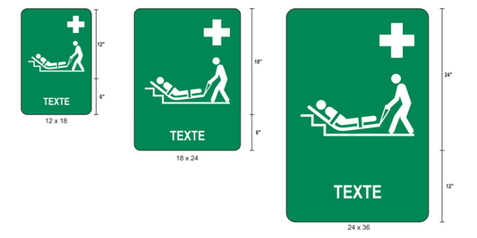 Affiche extérieure avec texte: Matelas d'évacuation (ISO 7010-E067)