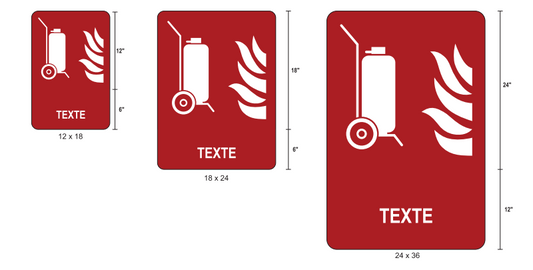 Affiche extérieure avec texte: Extincteur à roulettes (ISO 7010-F009)