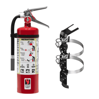 Extincteur portatif à poudre ABC (5lbs ) avec support véhicule 3-A : 40-B : C